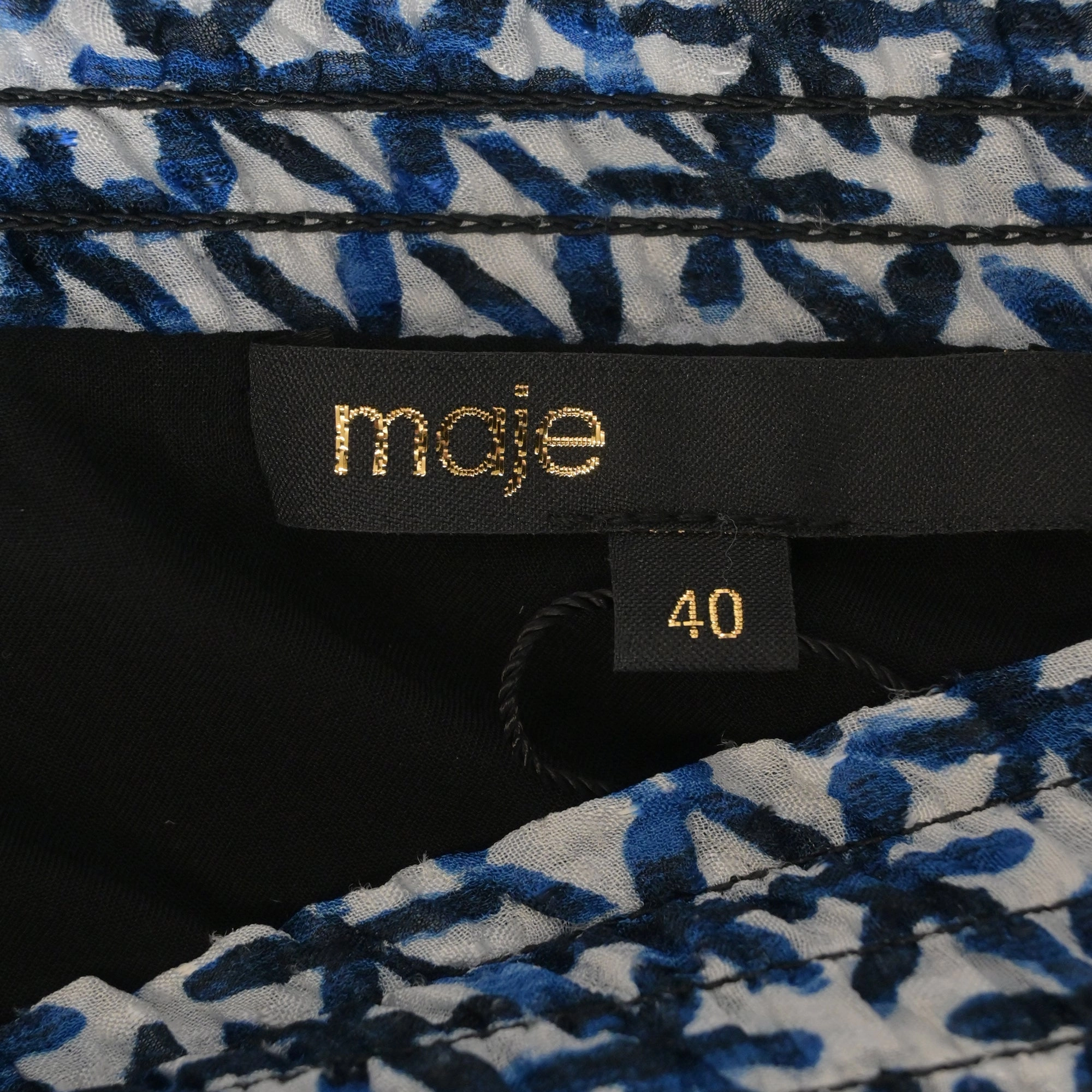 Maje Jartrani Batik-Print Midi Skirt in Blue Cotton