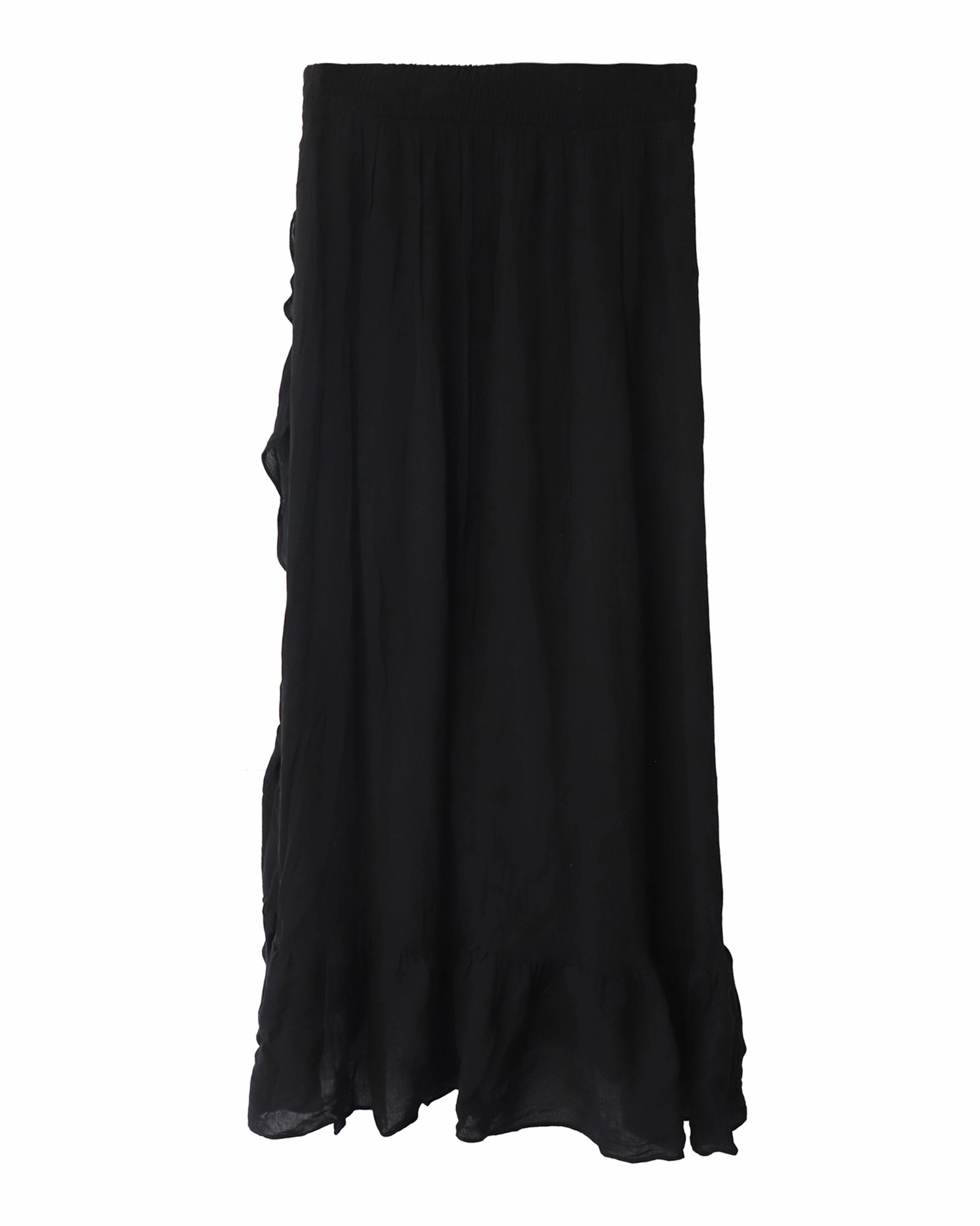 Maje Jonala Wrap-Over Crepe Midi Skirt in Black Viscose