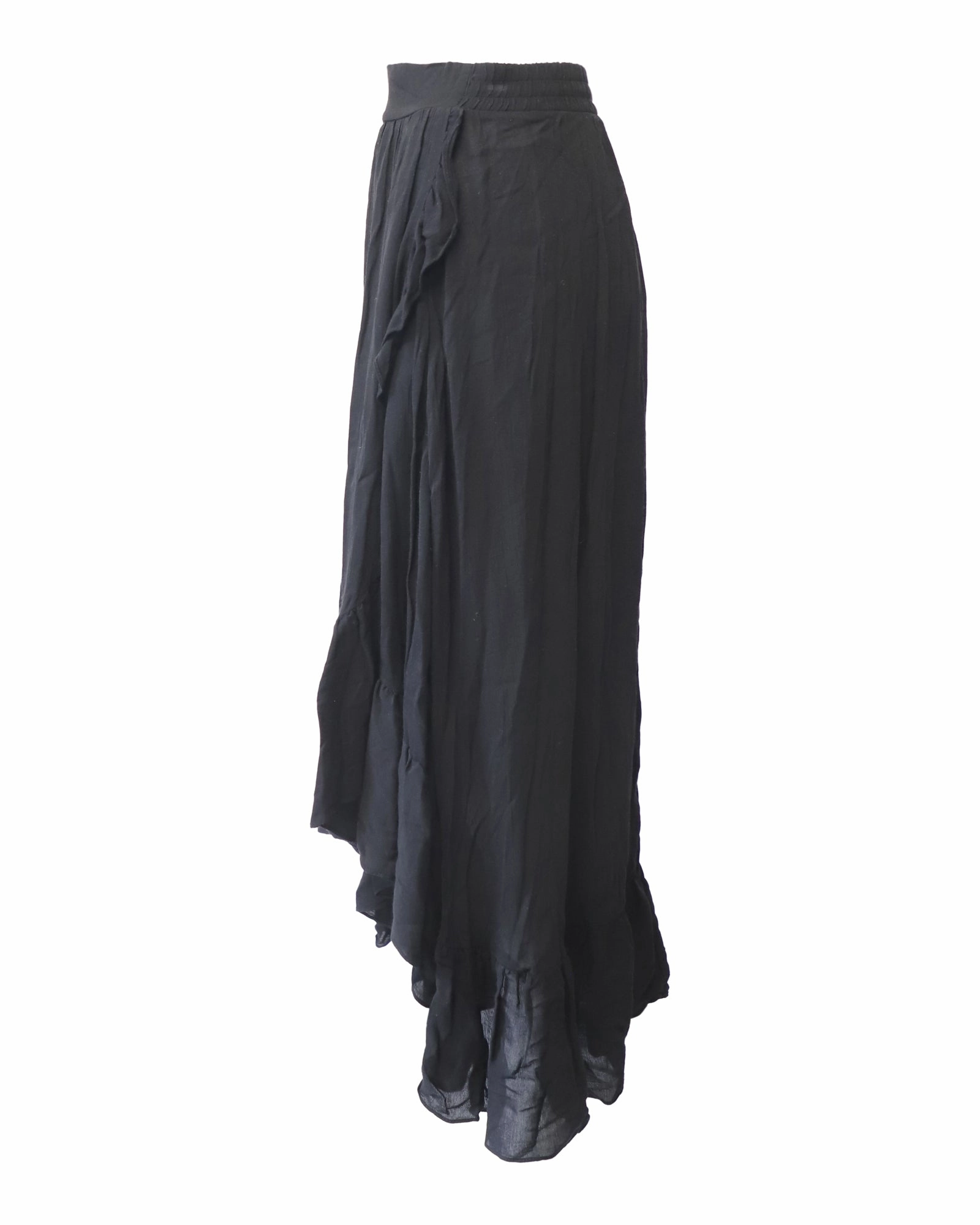 Maje Jonala Wrap-Over Crepe Midi Skirt in Black Viscose