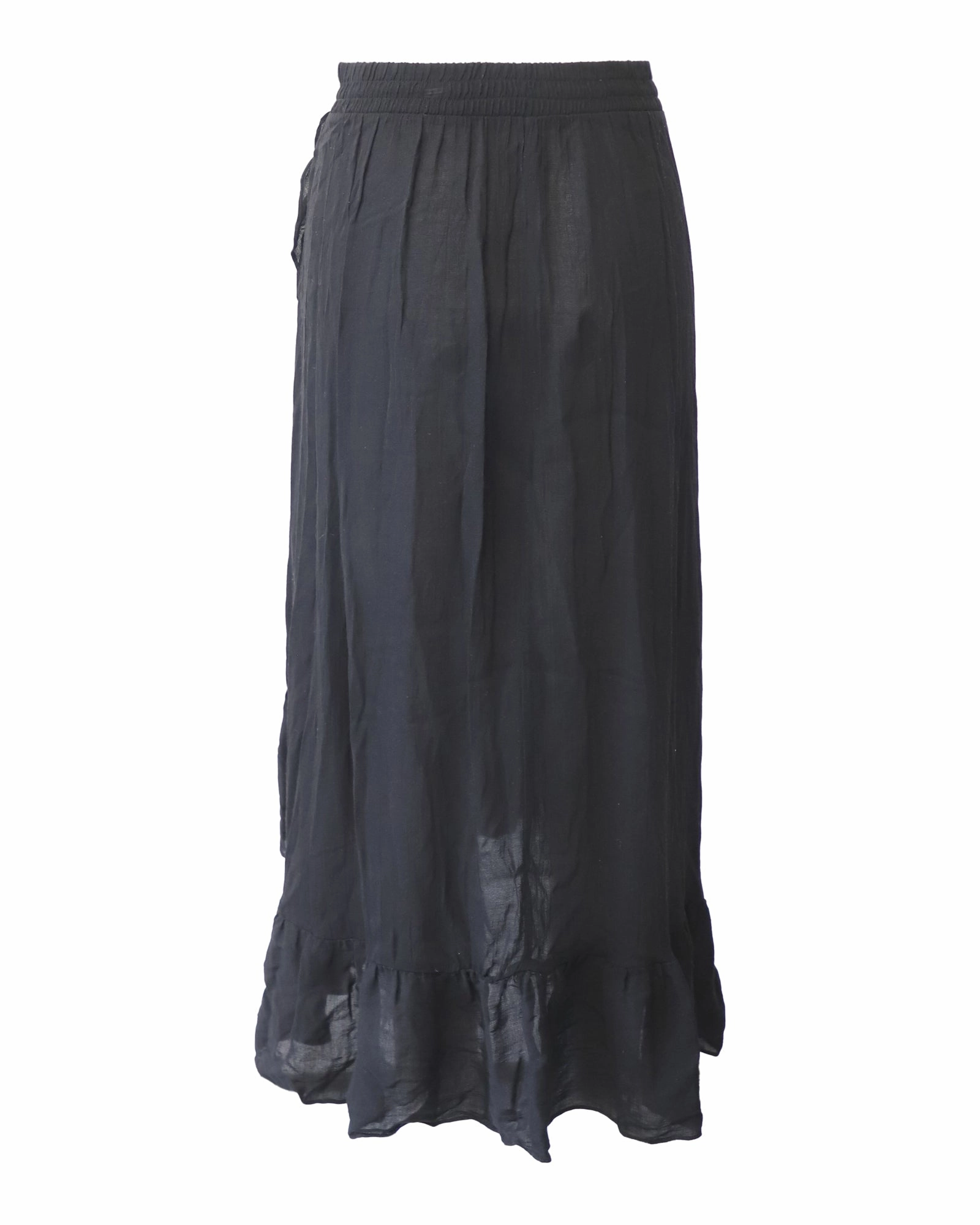 Maje Jonala Wrap-Over Crepe Midi Skirt in Black Viscose