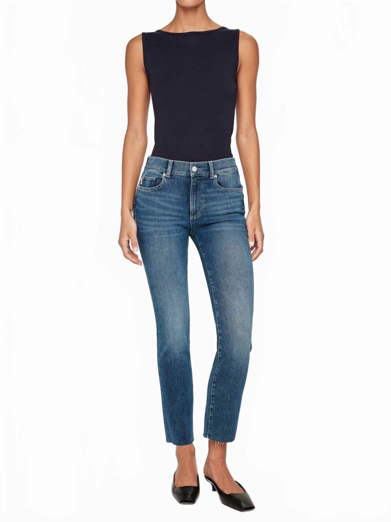 Mara Straight Mid Rise Instasculpt Ankle Jeans In Chancery womens denim shorts discount