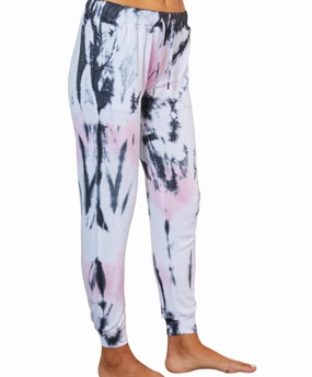 Marble Wash Jogger Pants In Pink womens peg pants deal