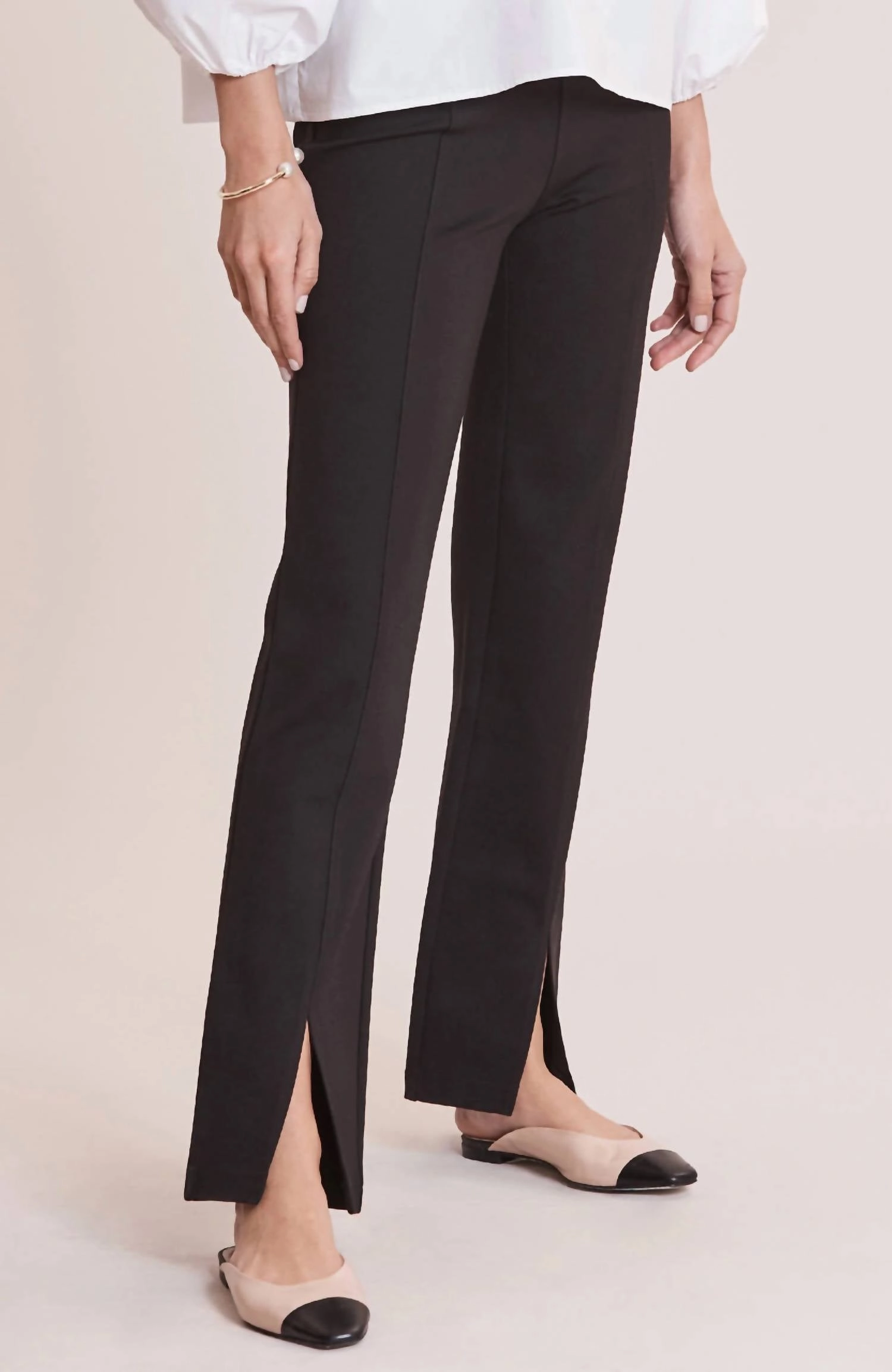 Margie Ponte Slit Front Pants In Black