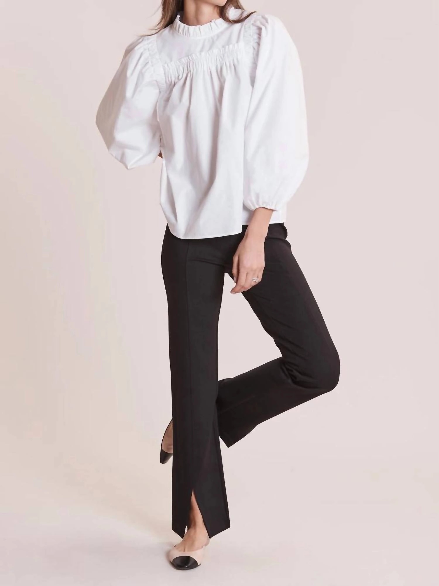 Margie Ponte Slit Front Pants In Black womens wide-leg pants promo
