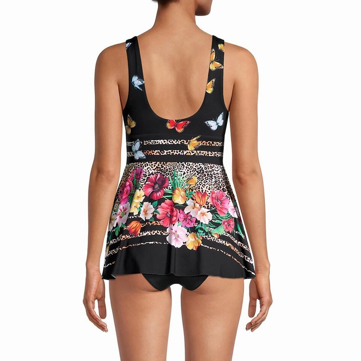 Mari V-Neckline Skirted One Piece In Butterfly Floral