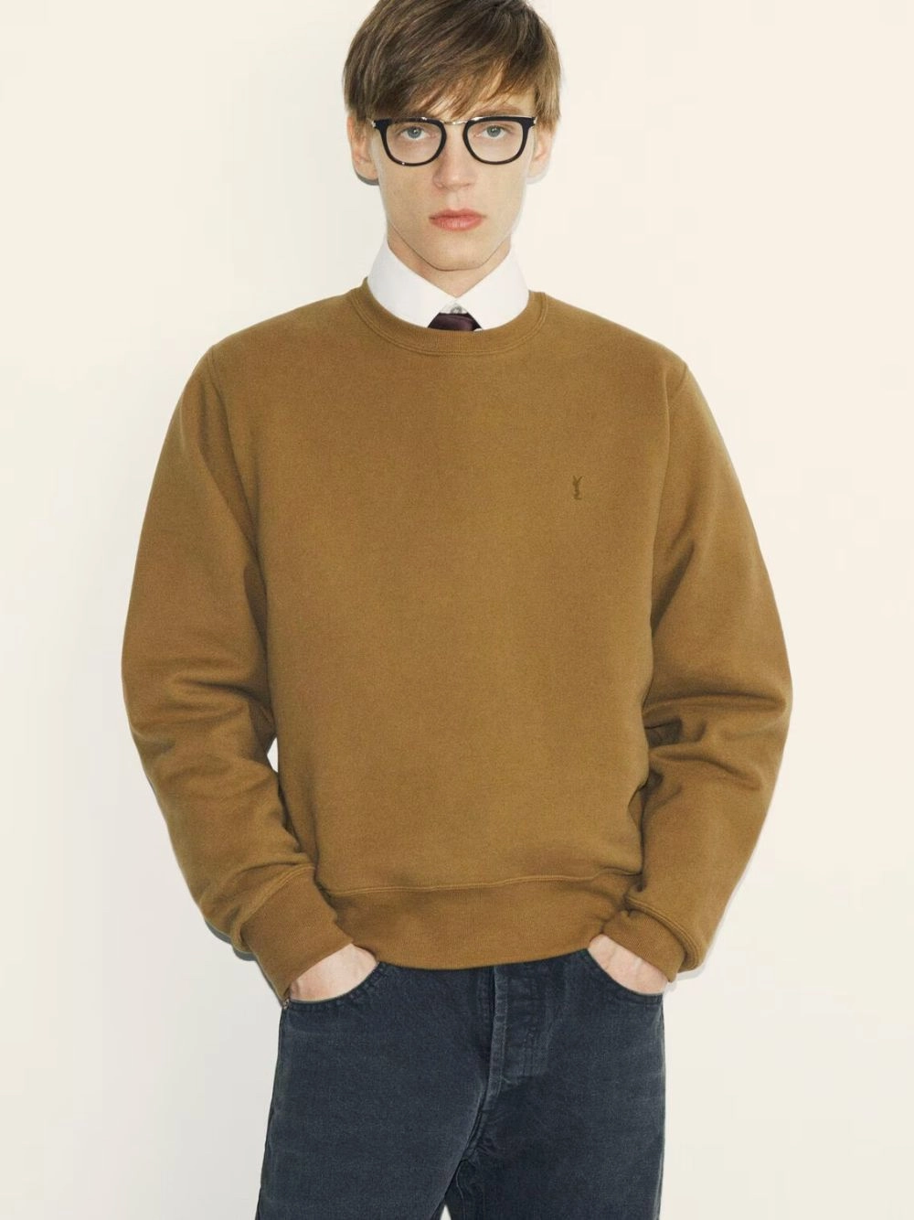 Marron Crewneck Sweatshirt Tops Mens - thermal tops