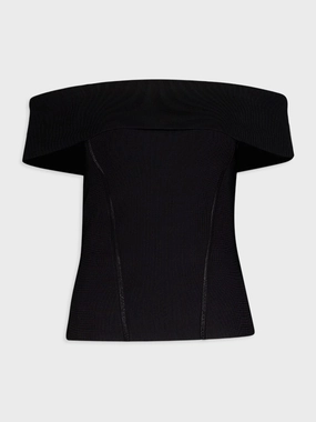 Matchmaker Knit Black Off-Shoulder Top Knitwear Womens - women's knitwear cheap