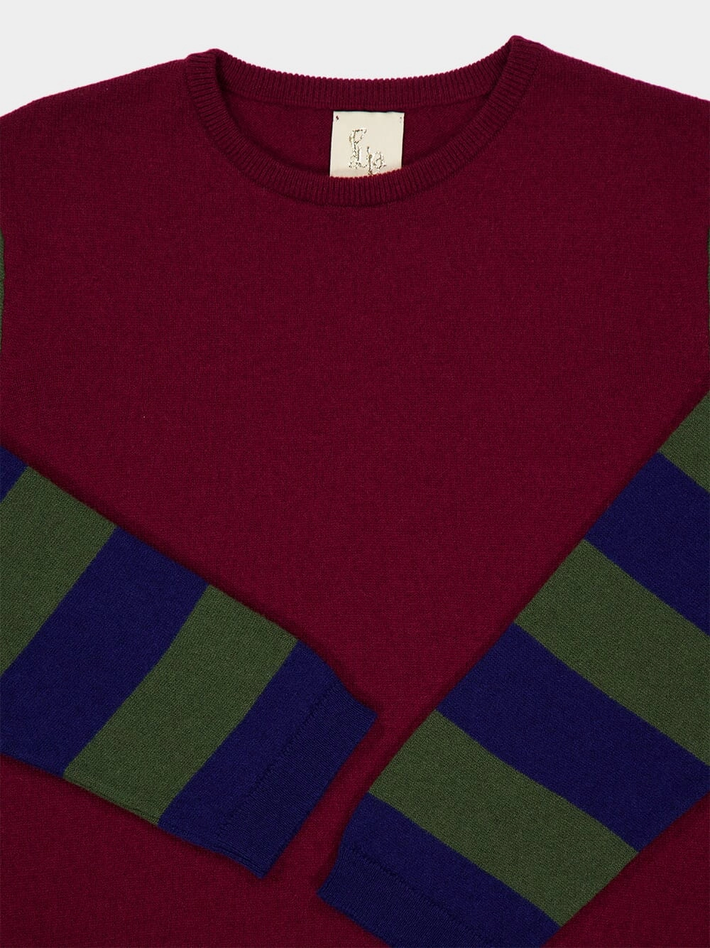Matilda Cabernet Knitted Long-Sleeved Striped Sleeves Top