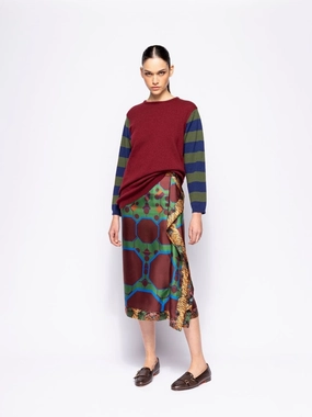 Matilda Cabernet Knitted Long-Sleeved Striped Sleeves Top Knitwear Womens - women's knitwear cheap