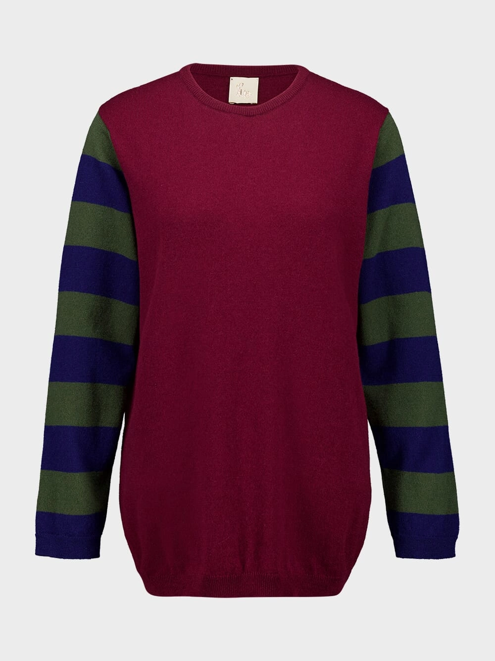 Matilda Cabernet Knitted Long-Sleeved Striped Sleeves Top