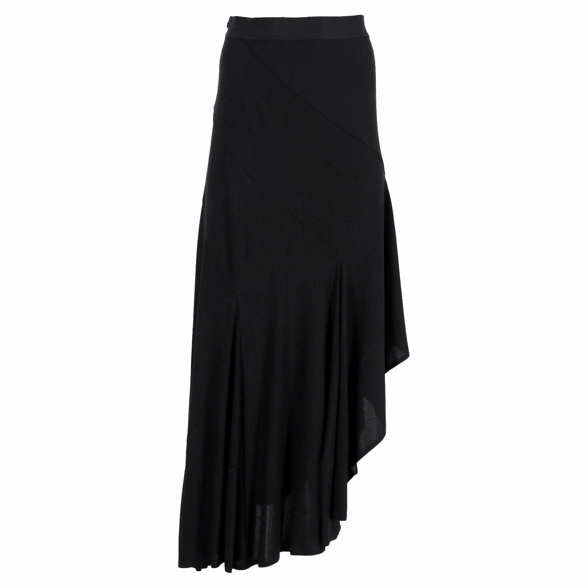 Max Mara Asymmetric Midi Skirt in Black Viscose