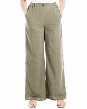 Max Studio Zip Front Linen-Blend Pant womens sweatpants cheap