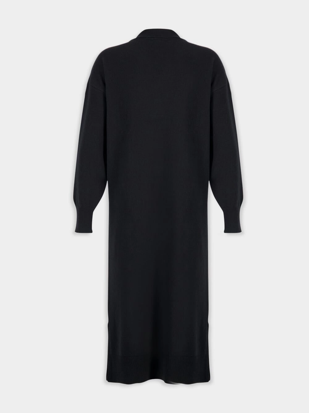 Maya Black V-Neck Cashmere Midi Dress