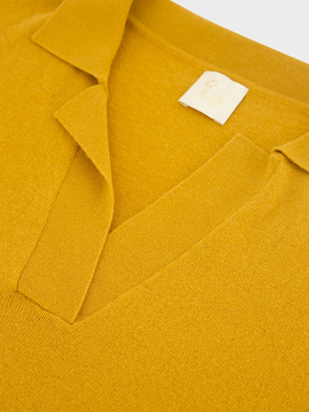 Maya Mustard V-Neck Cashmere Midi Dress