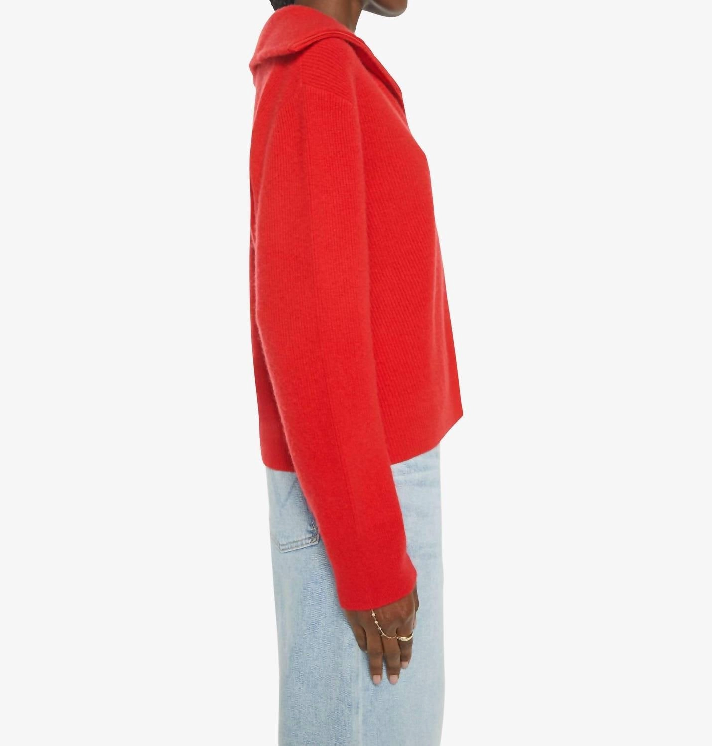 Maylin Collared Sweater In Red Robin