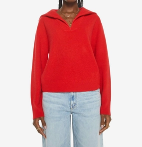 Maylin Collared Sweater In Red Robin Tops Womens - halter tops sale