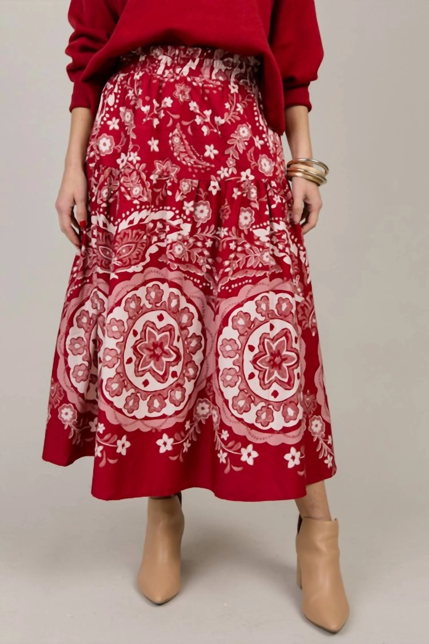 Medallion Skirt In Wine