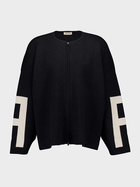 Melange Black Merino Wool Full Zip Sweater Knitwear Mens - men's sweaters sale