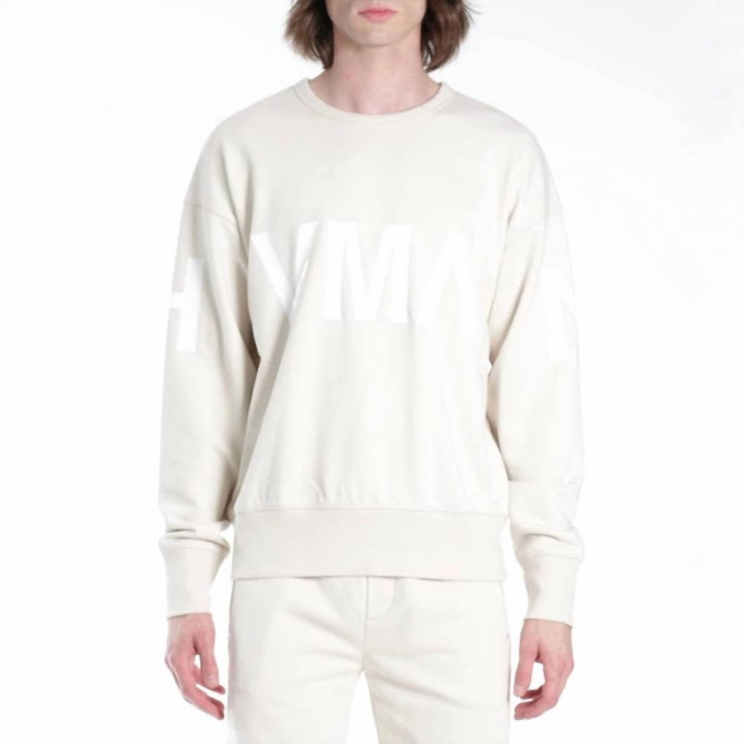 Men's Crew Sweatshirt In Cream Tops Womens - asymmetrical tops