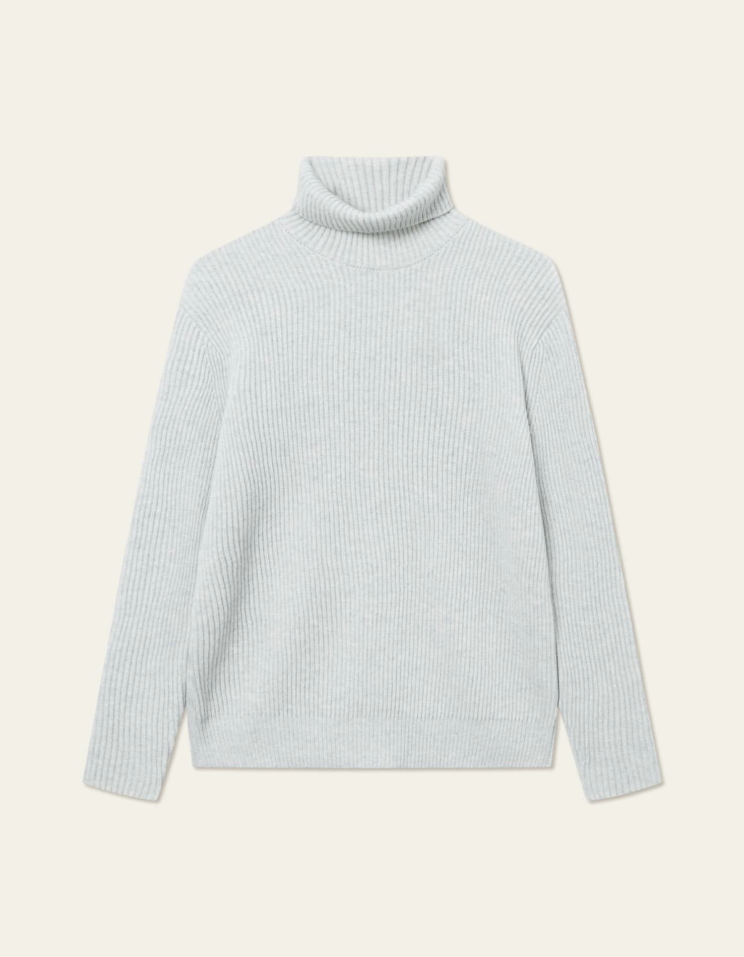 Men's Eddie Wool Rib Rollneck Knit Sweater In Snow Melange