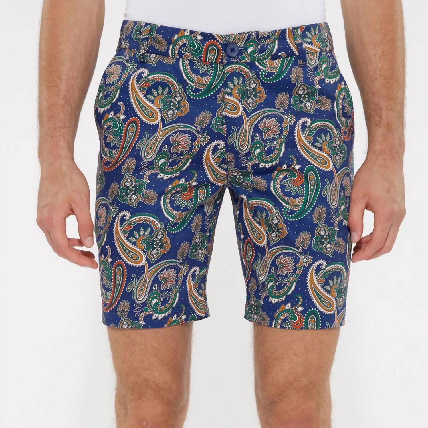 Men's Paisley Woven Printed Shorts In Royal/spice