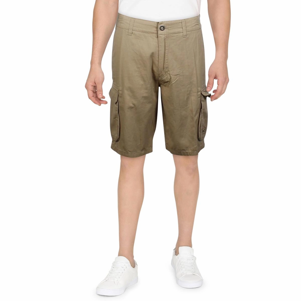 Mens Cotton Mid-Rise Cargo Shorts