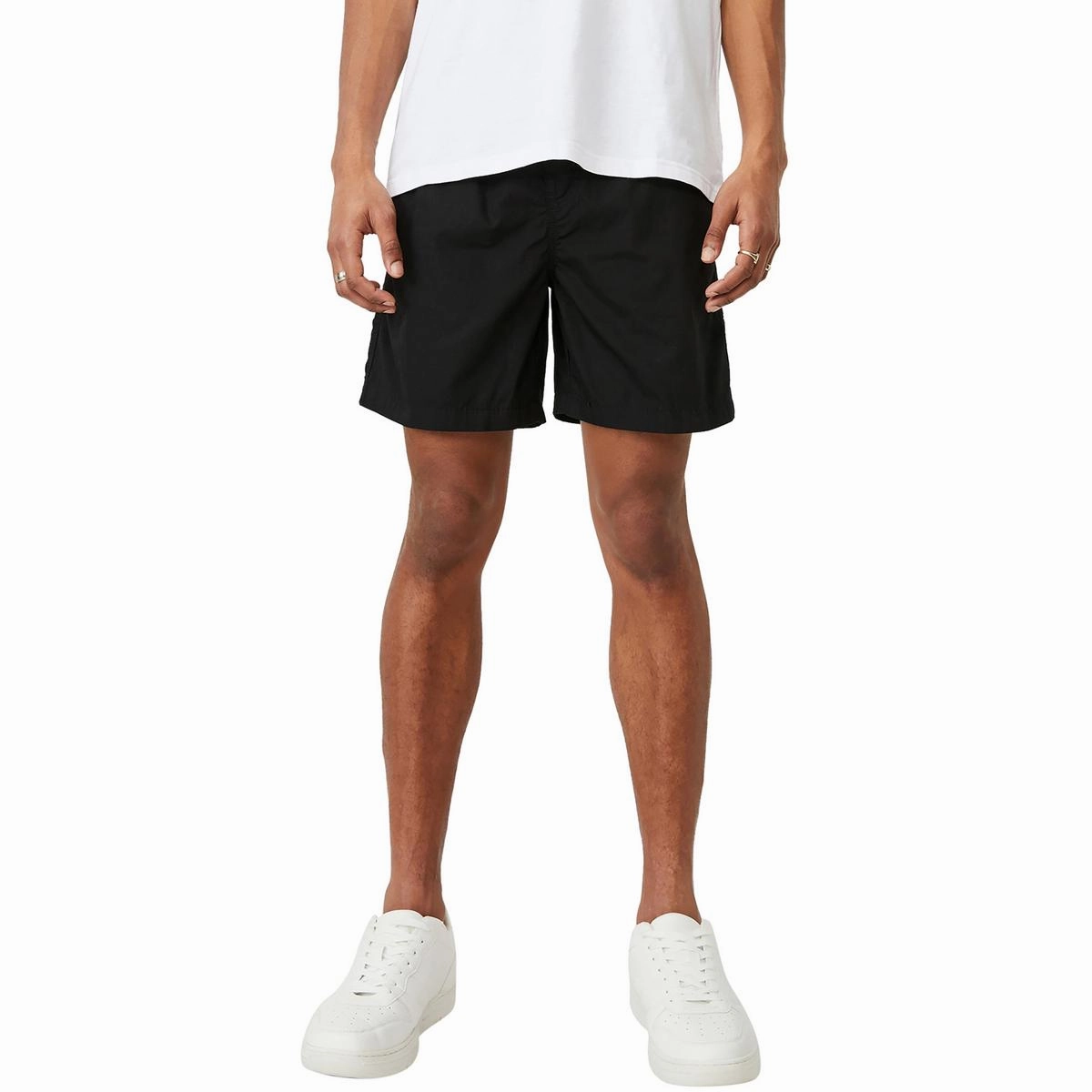 Mens Drawstring Hem Polyester Casual Shorts
