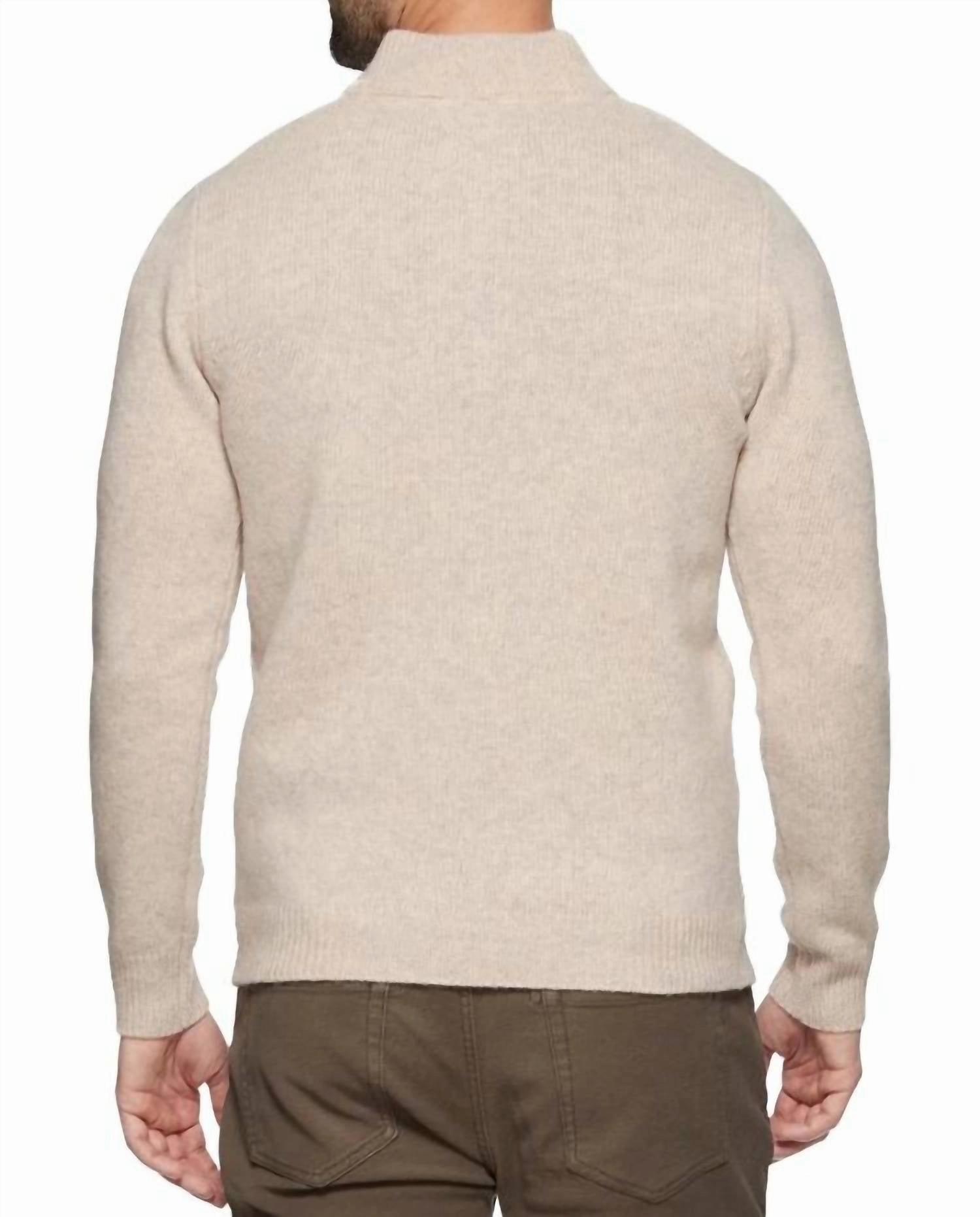 Merino Cable Knit Zip Sweater In Beige