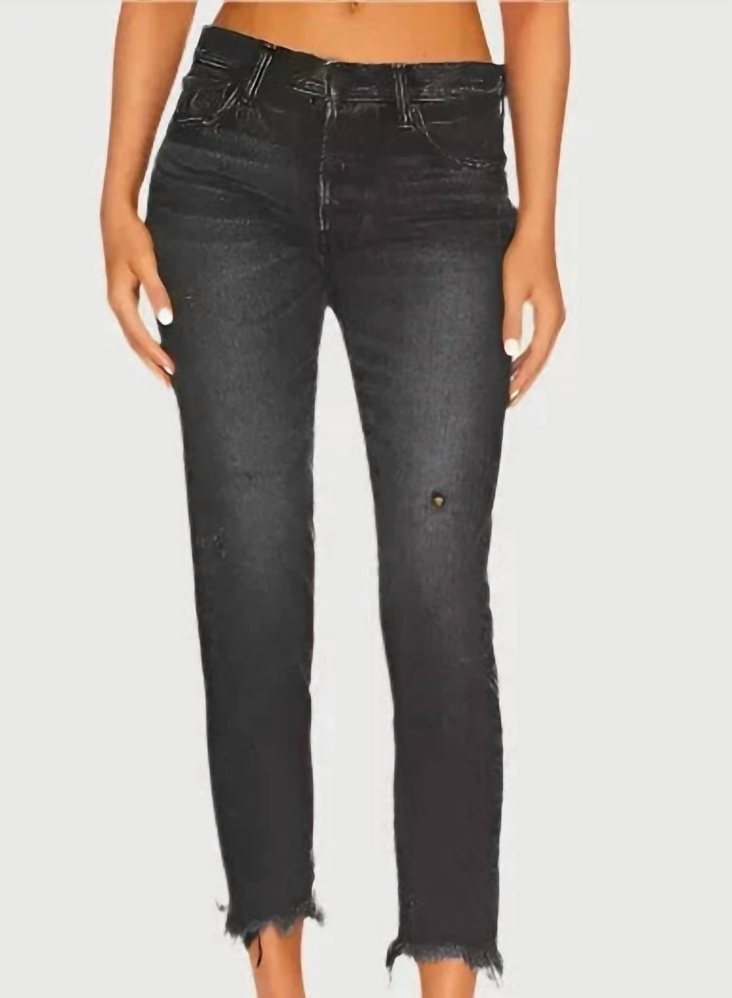 Merry Tapered Mid Rise Jeans In Denim Black womens denim shorts discount