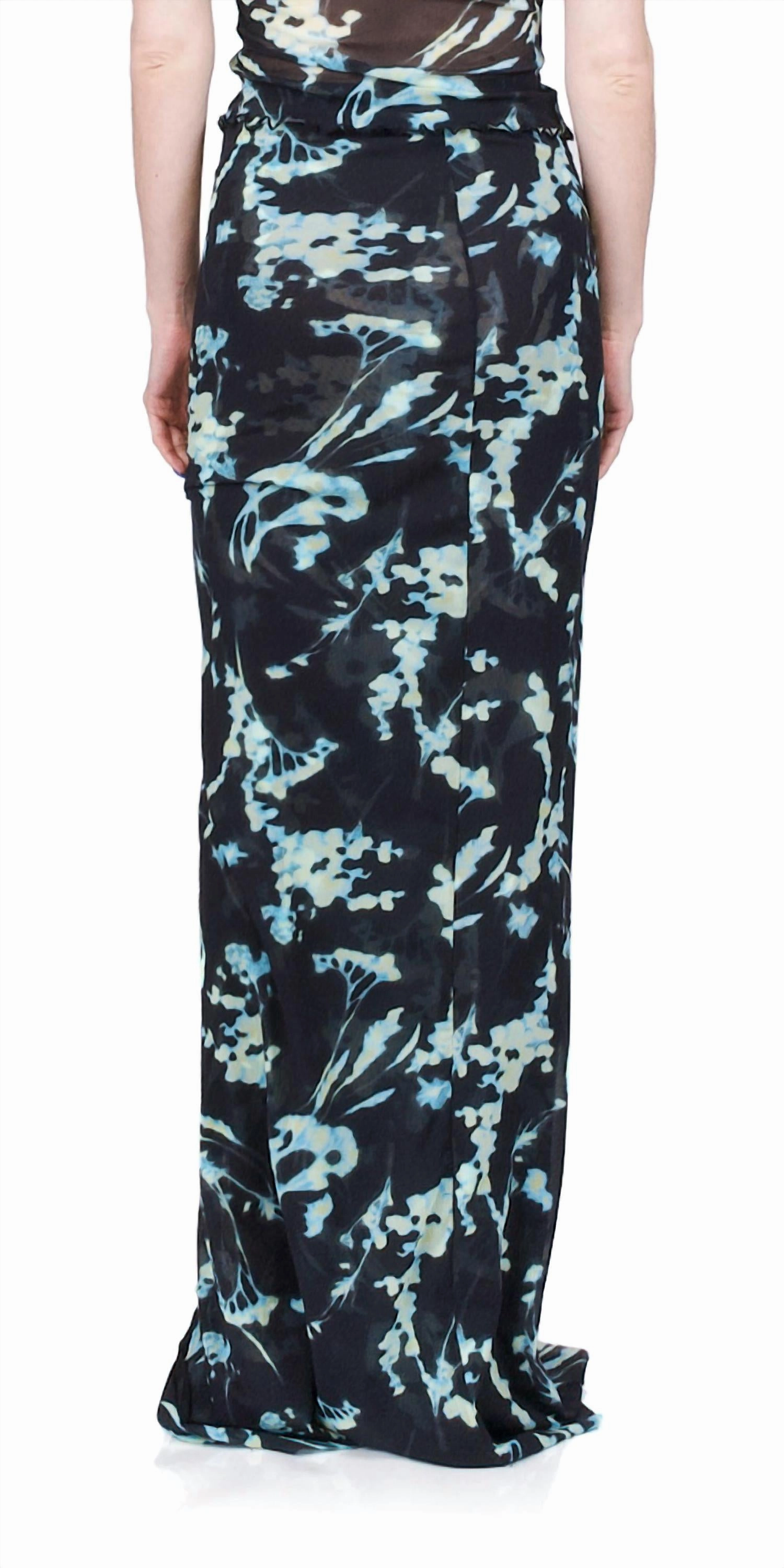 Mesh Button Down Maxi Skirt In Phantom Flower
