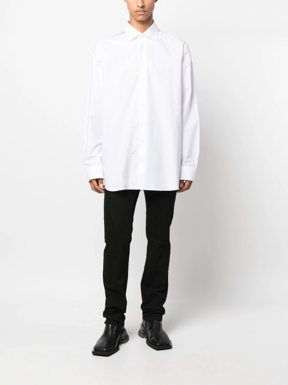 Mesh-Detail Cotton Shirt