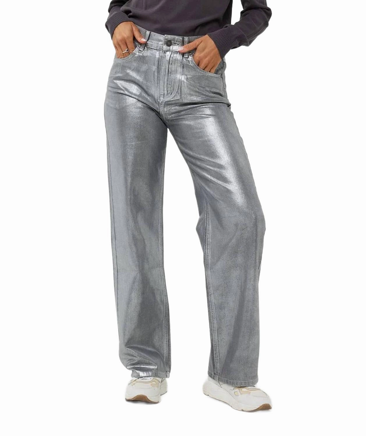 Metallic Grey Jean In Dark Grey