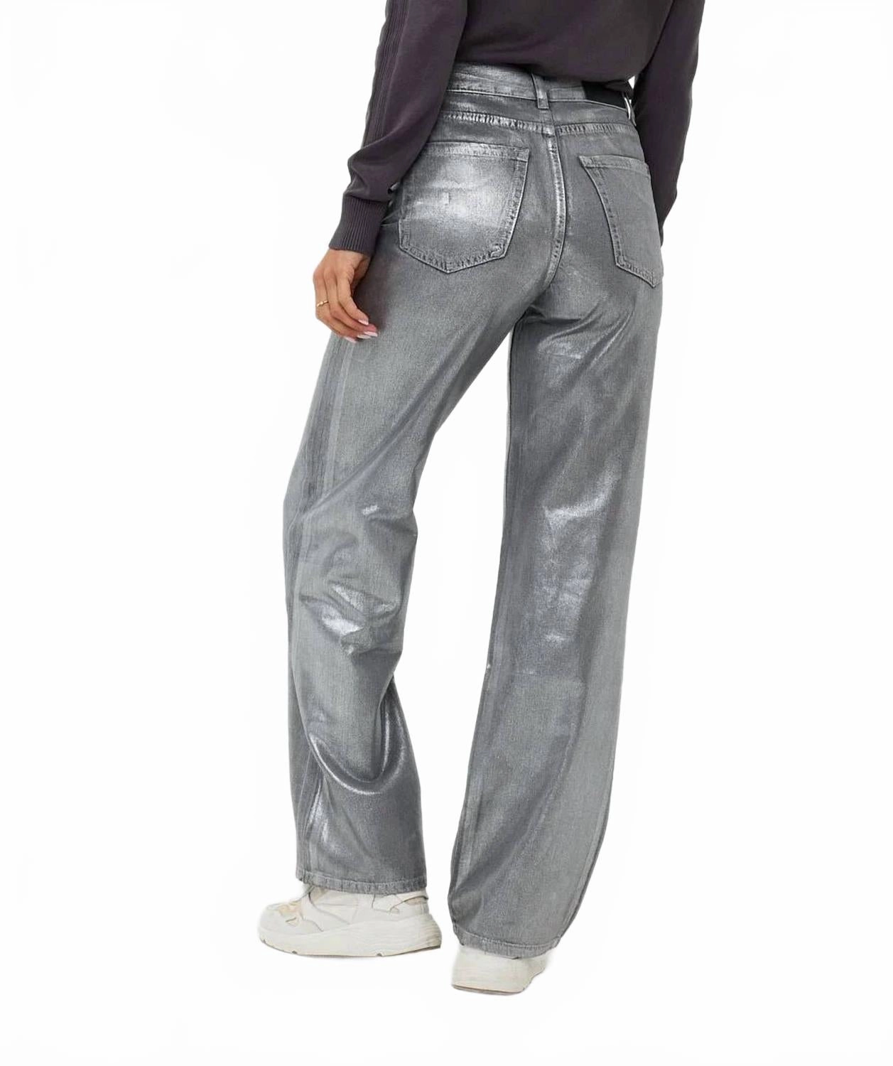 Metallic Grey Jean In Dark Grey