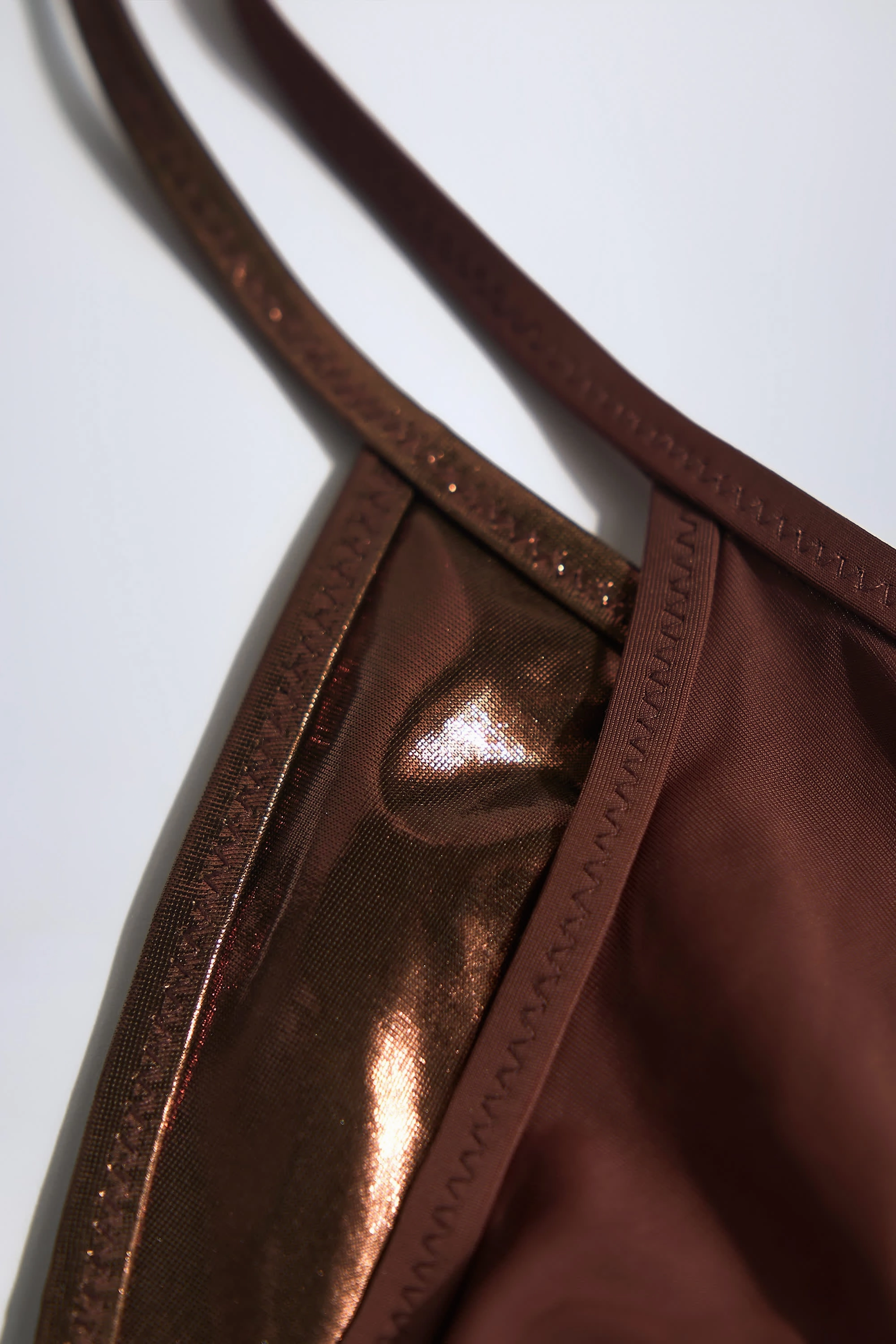 Metallic Layered Swimsuit in Chocolate Brown