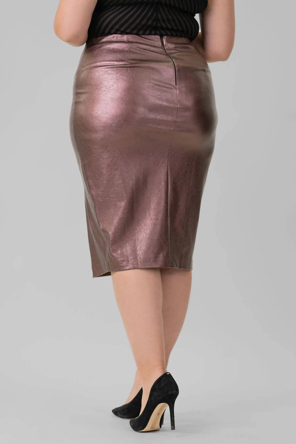 Metallic Stretch Skirt In Metallic Pink