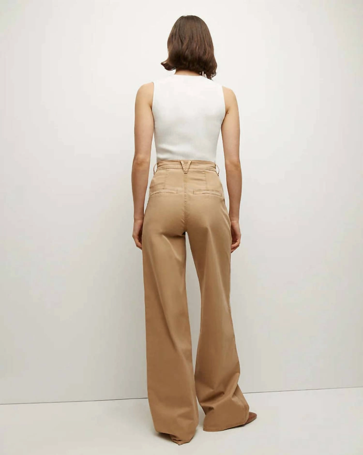 Mia Wide Leg Trouser In Khaki