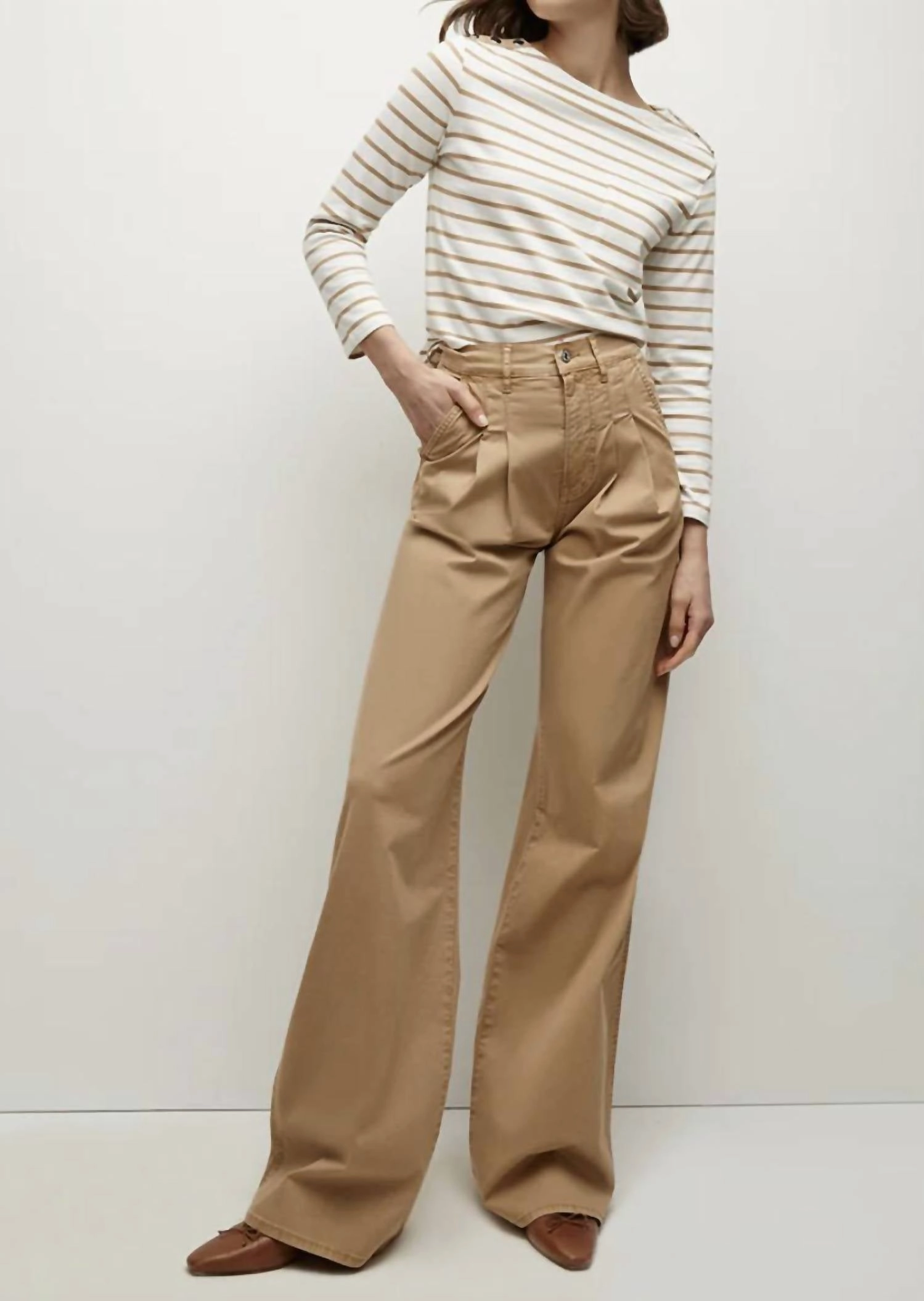 Mia Wide Leg Trouser In Khaki womens palazzo pants deal