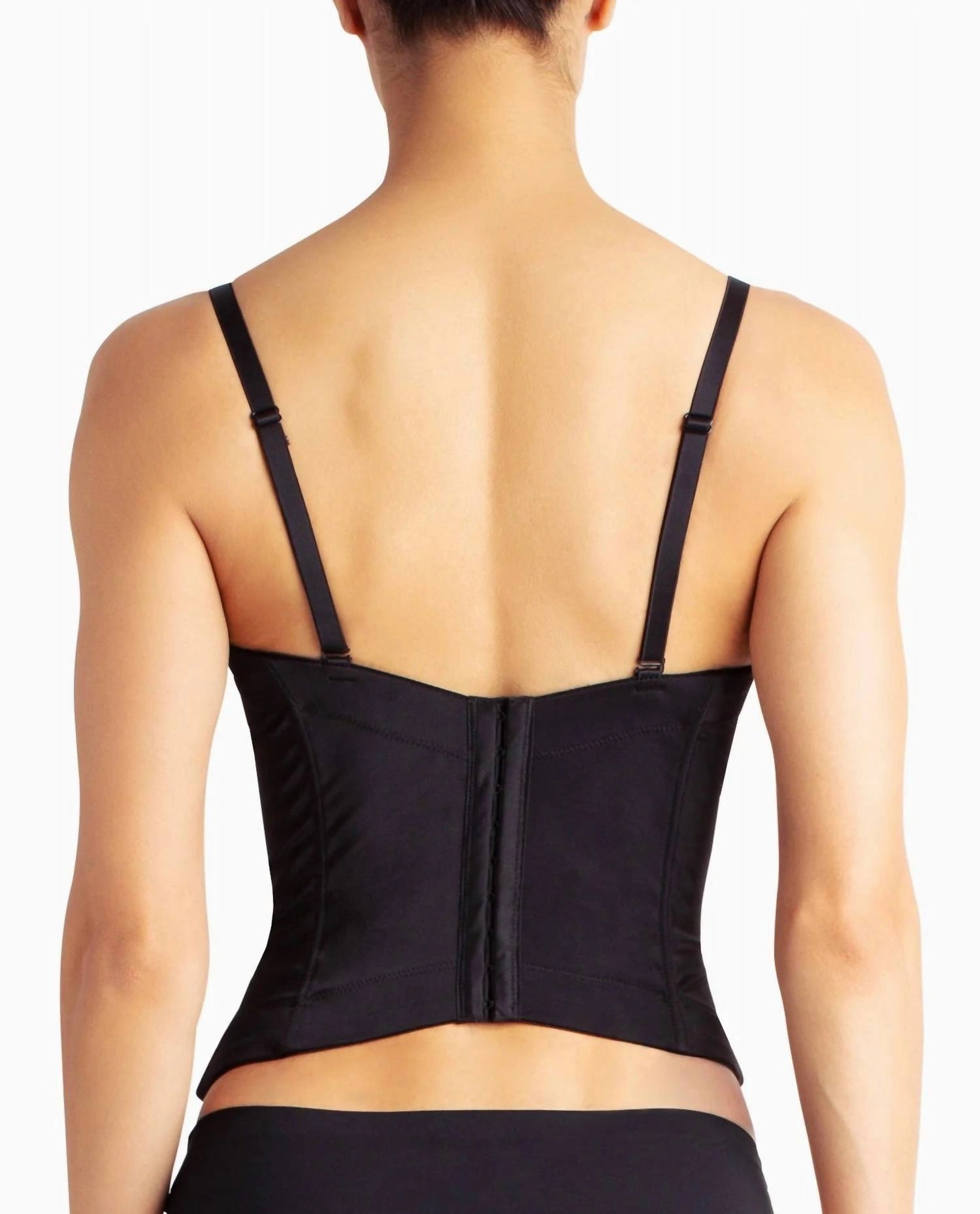 Microfiber Low Back Boned Bustier In Black