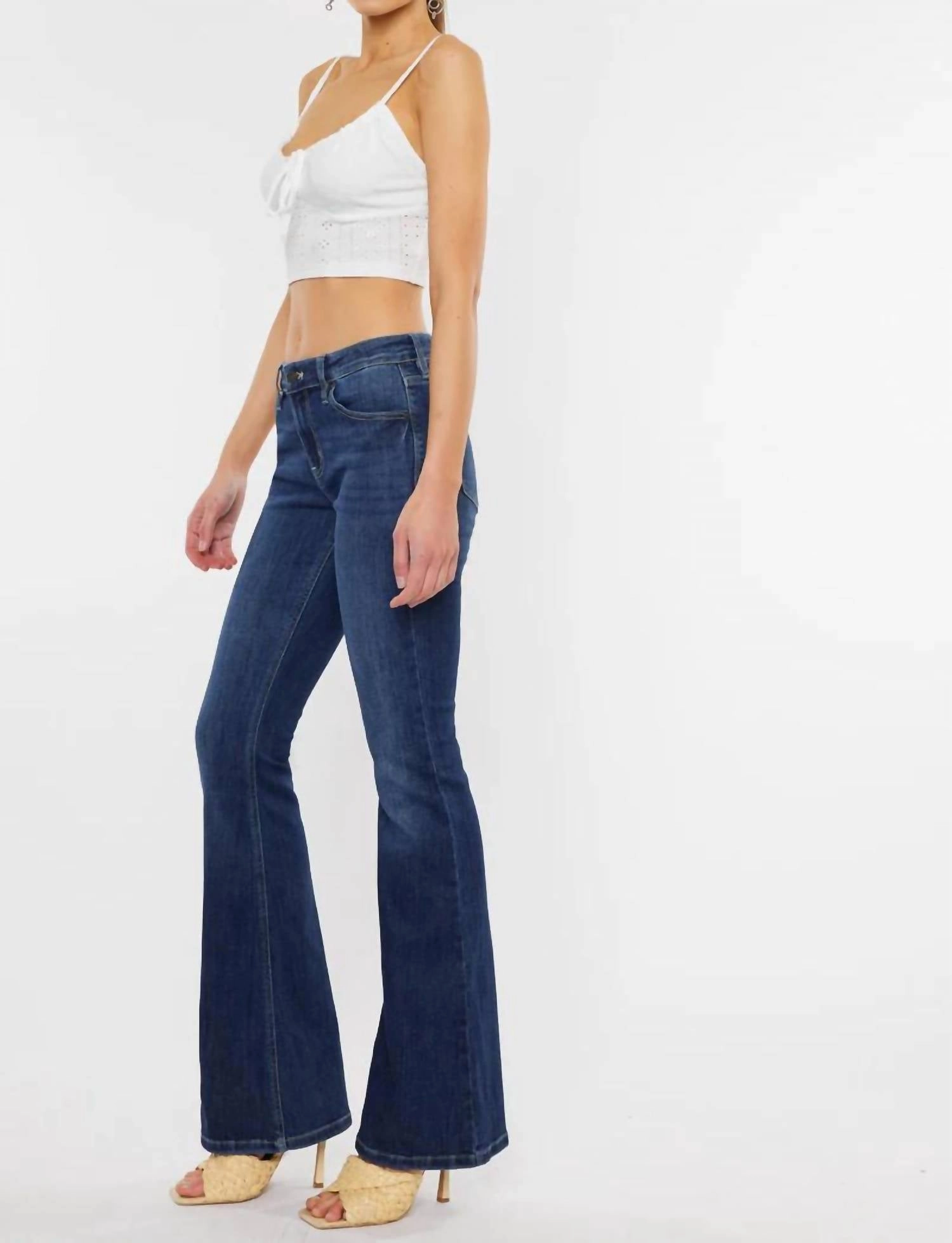 Mid Rise Flare Jean In Medium Wash