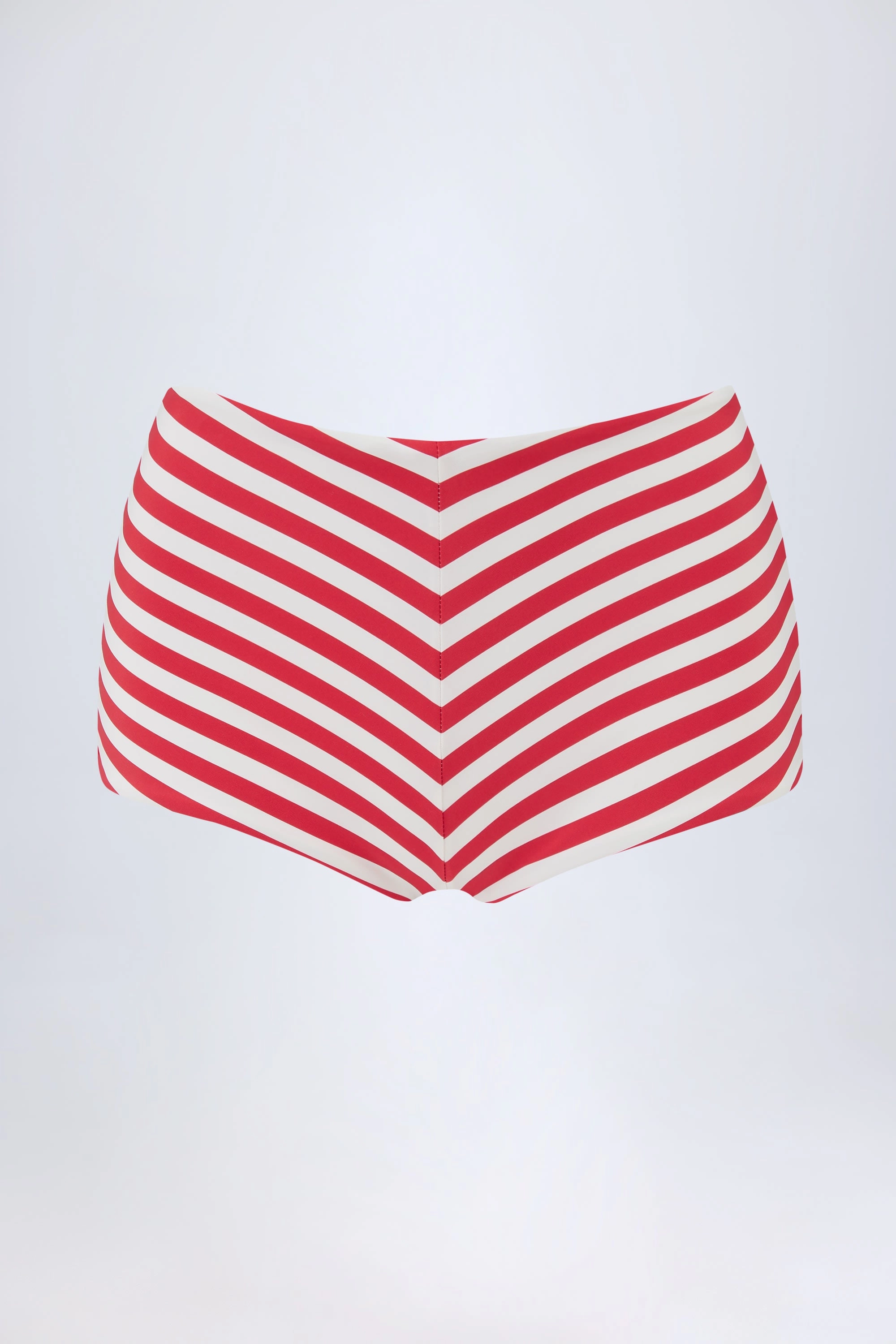 Mid-Rise Hotpants in Cherry Red Stripe