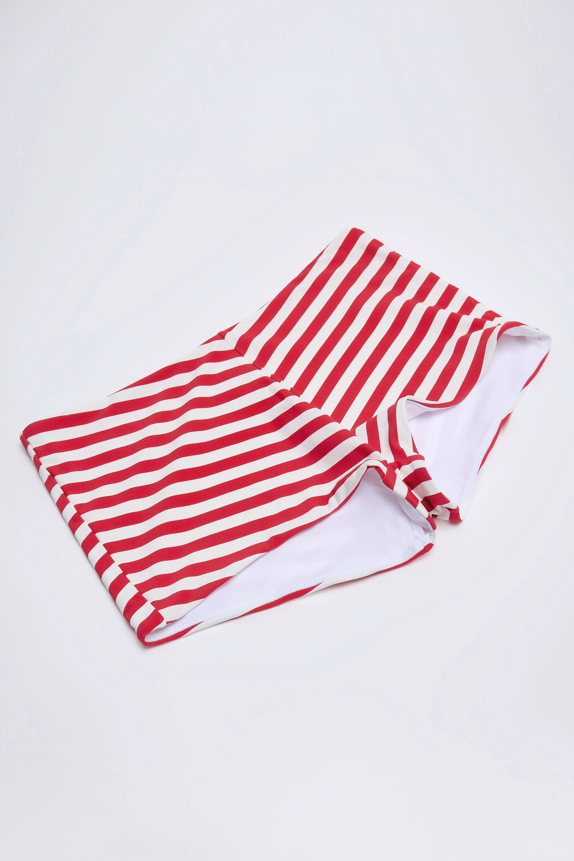 Mid-Rise Hotpants in Cherry Red Stripe