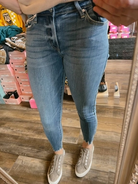 Mid Rise Skinny Jean In Blue womens yoga pants sale