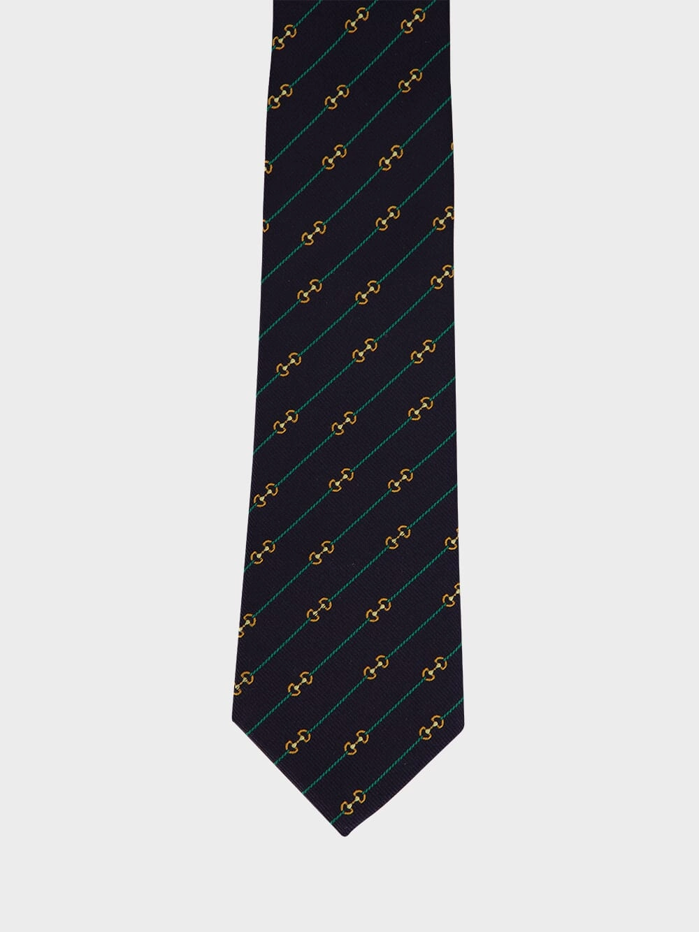 Midnight Blue Horsebit Silk Jacquard Tie