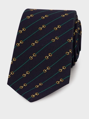 Midnight Blue Horsebit Silk Jacquard Tie Suits Mens - men's suits outlet