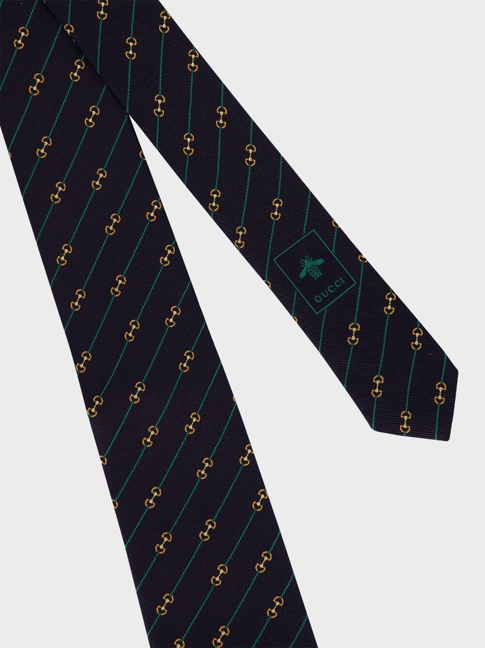 Midnight Blue Horsebit Silk Jacquard Tie