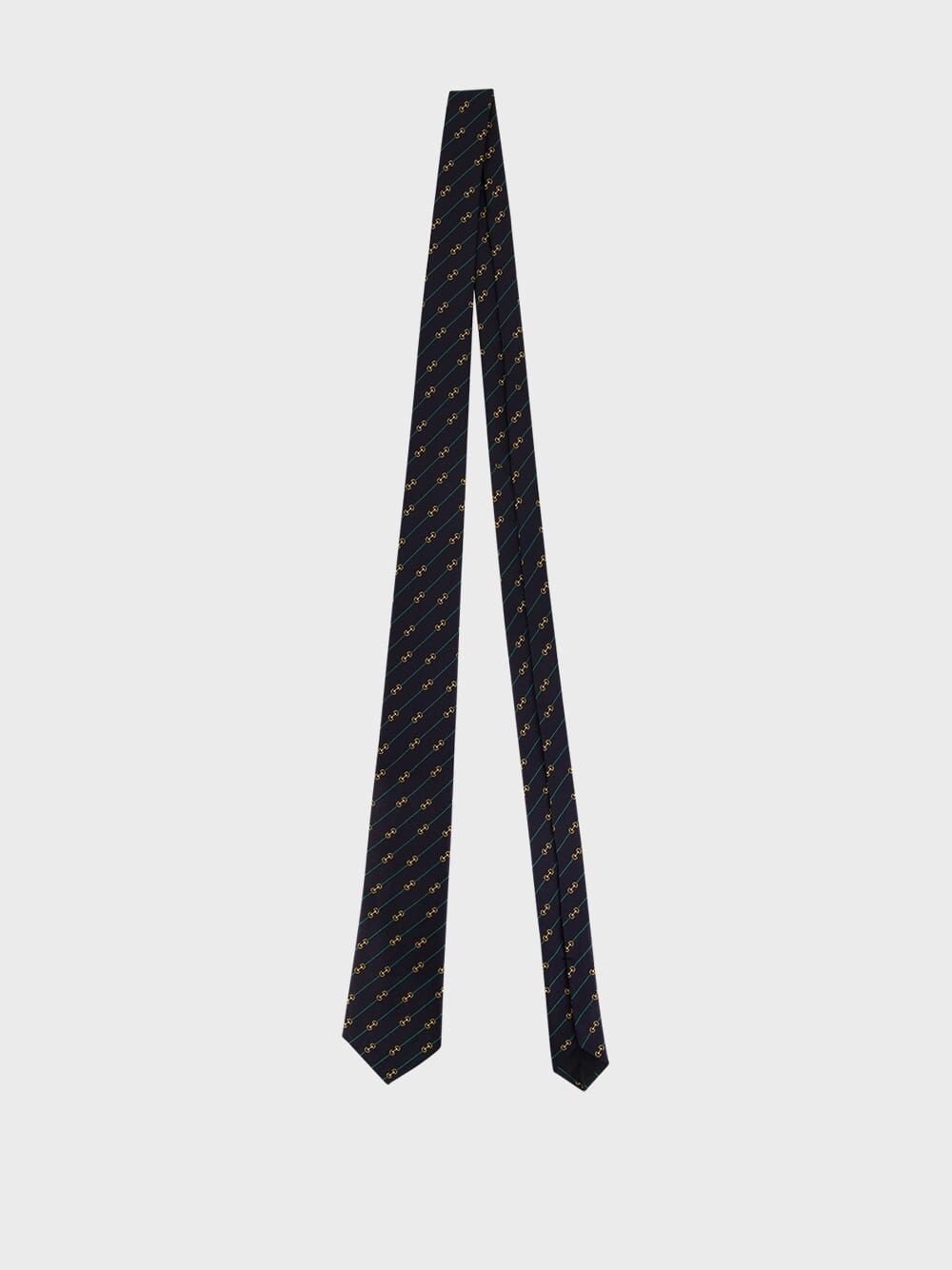 Midnight Blue Horsebit Silk Jacquard Tie
