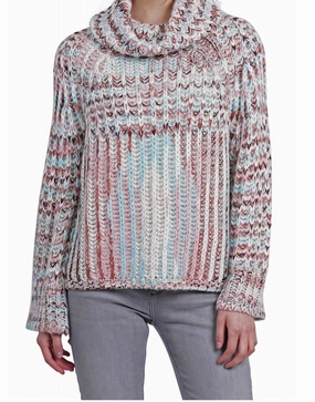 Mimi Chunky Turtleneck Sweater In Pink Multi Tops Womens - tie-front tops cheap