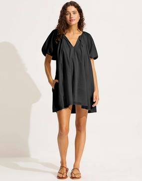 Mini Babydoll Beach Dress - Black Swim Womens - bikinis clearance