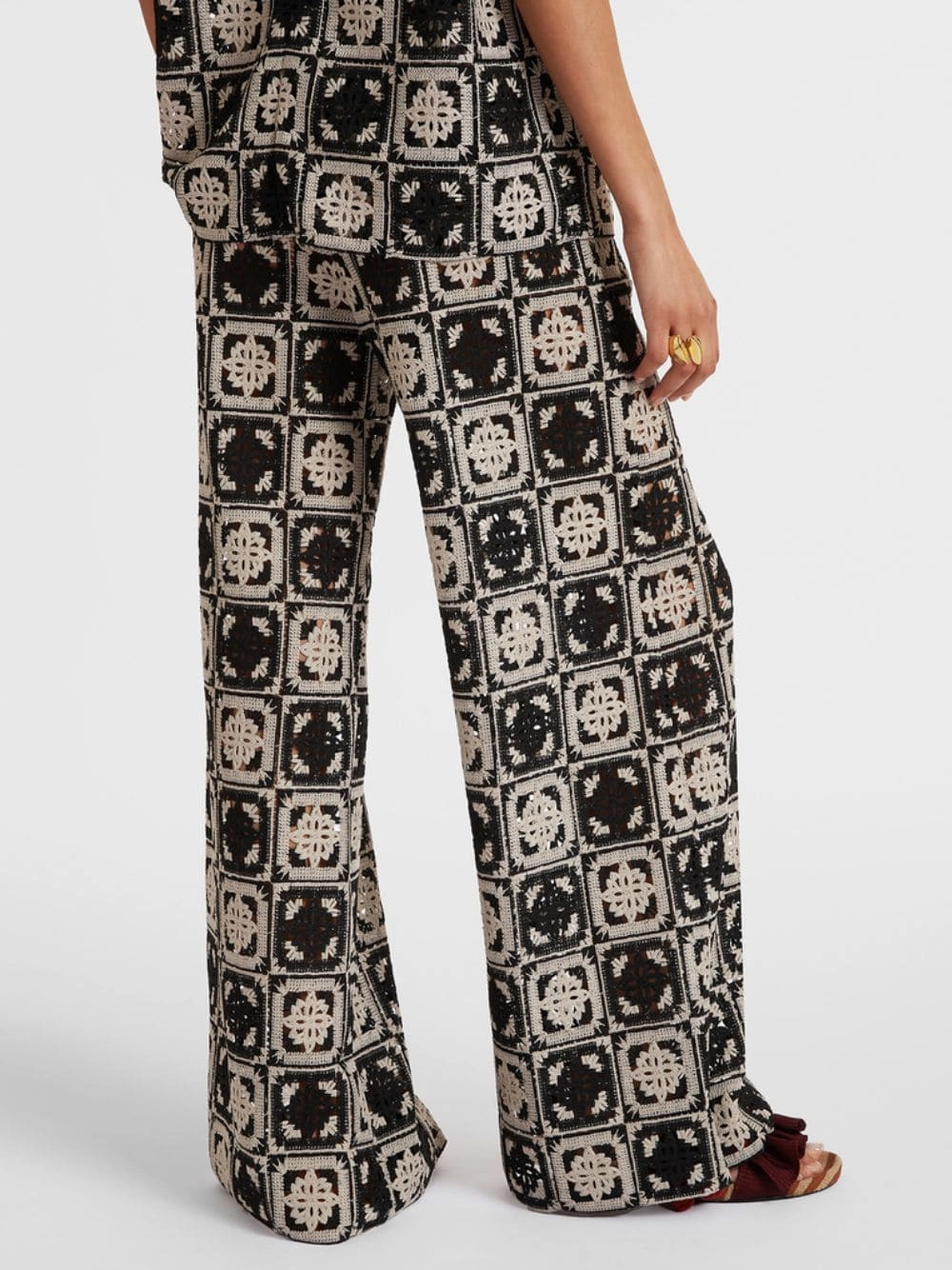 Mini Tiles Macram Palazzo Pants