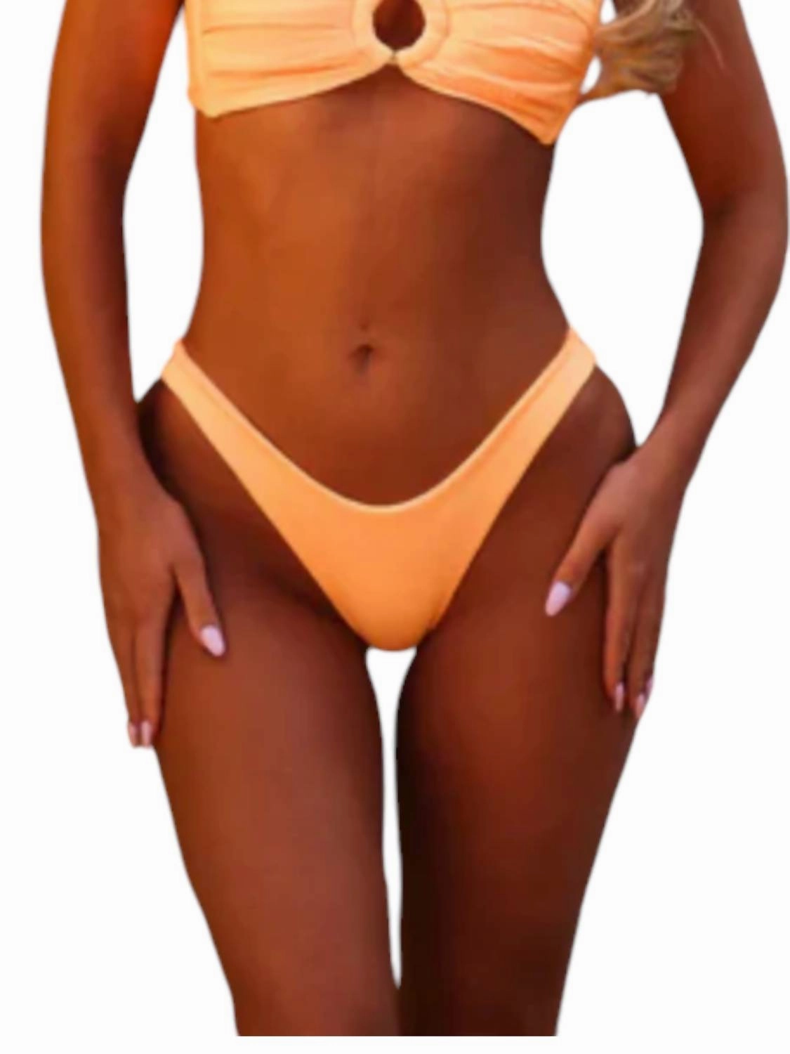 Minimal Full Coverage Bikini Bottom In Mango Ribbed Swim Womens - scoop neck swimsuits